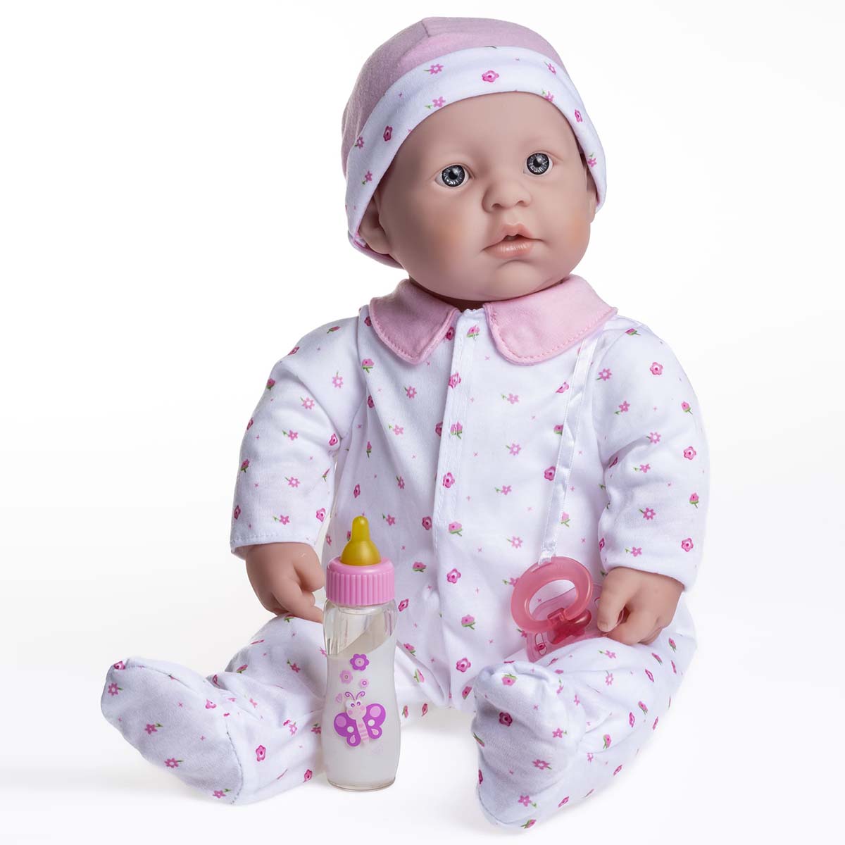 cute la baby doll with pacifier and baby bottle
