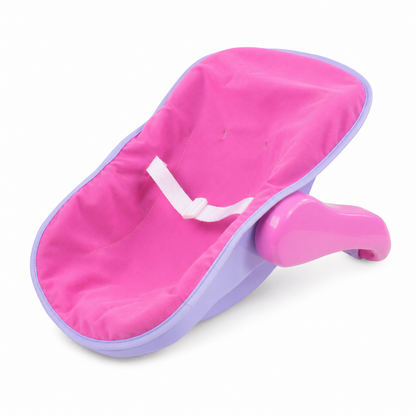 Pink and purple baby bath seat on a white background