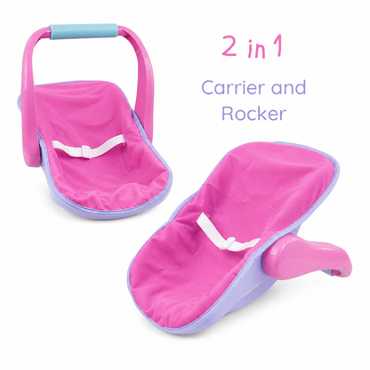 Pink 2-in-1 carrier and rocker on a white background