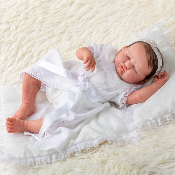 Berenguer Classics 18" Made by Hand Limited Edition Collectable featuring hand rooted hair and Elegant Christening Outfit- Reborn Baby Doll by JC Toys - JC Toys Group Inc.
