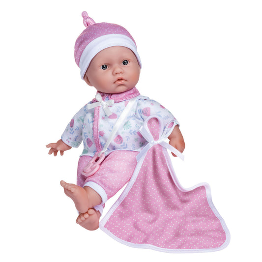 La Baby ® 11" Mini Soft Body Baby Doll White / Pink w/ Blanket & Pacifier.