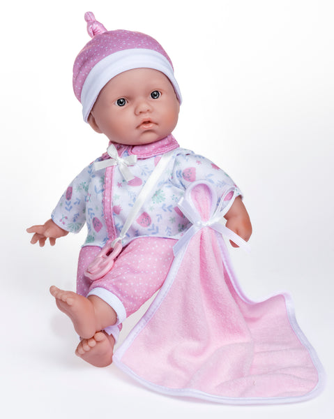 La Baby ® 11" Mini Soft Body Baby Doll White / Pink w/ Blanket & Pacifier.