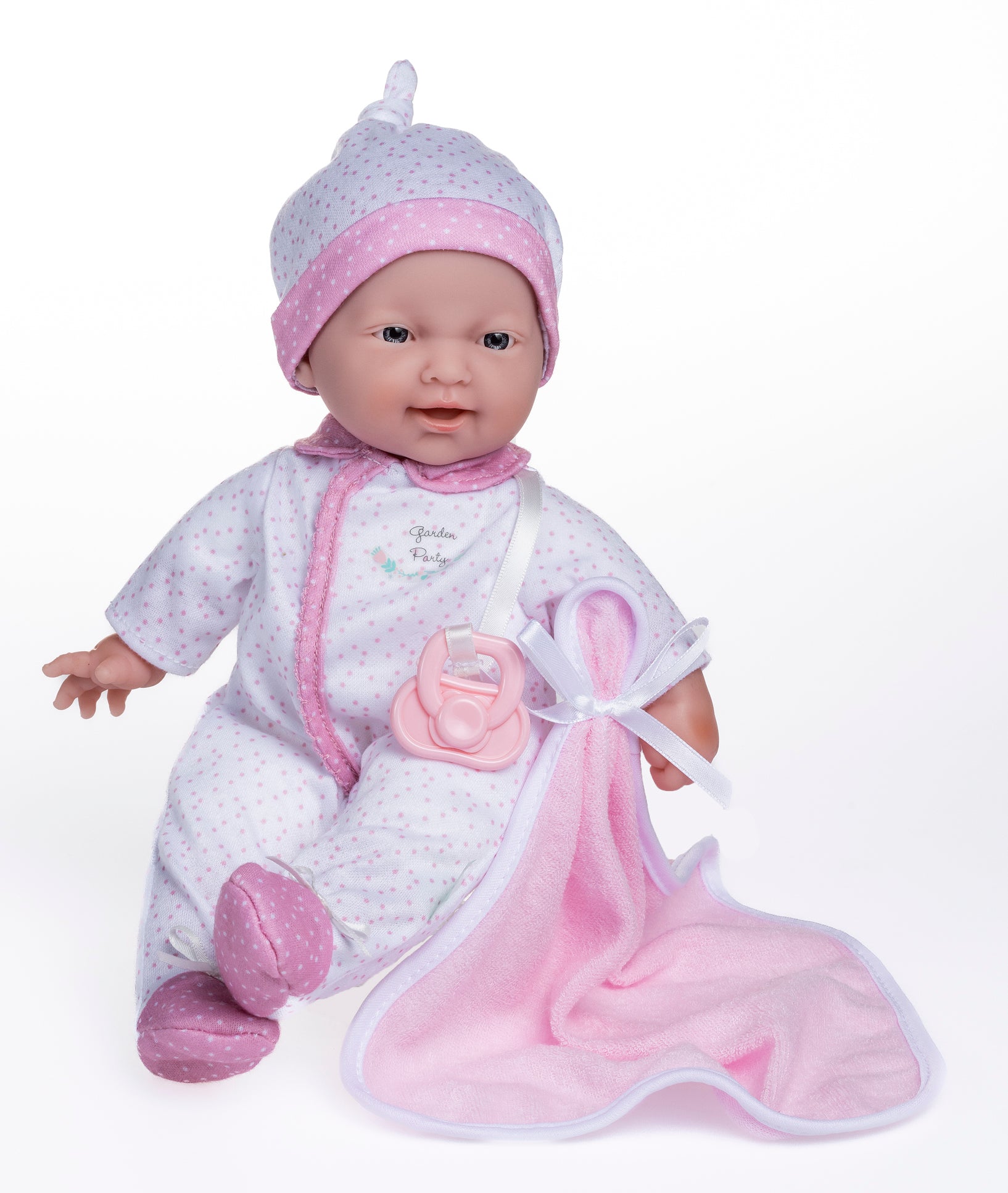La Baby ® 11" Mini Soft Body Baby Doll White Onesie w/ Blanket & Pacifier.