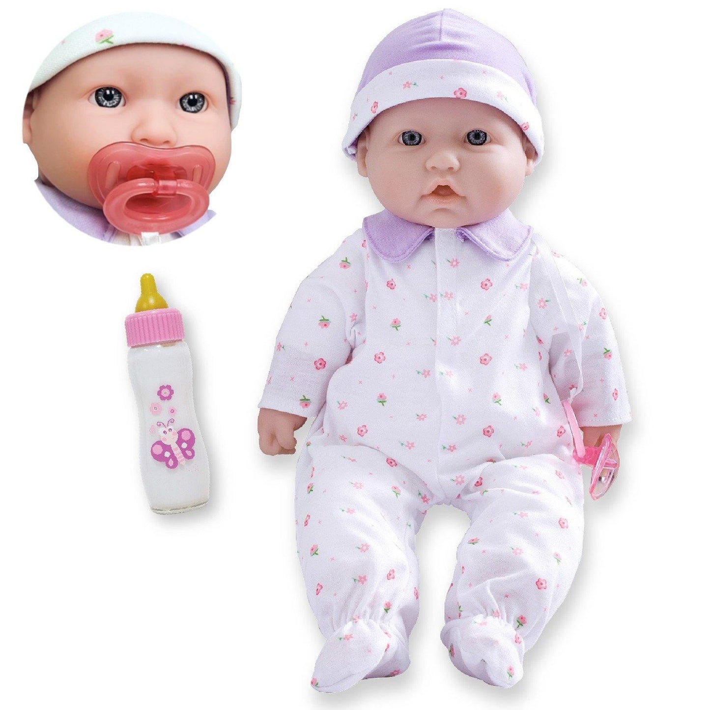 JC Toys, La Baby 16 inches Soft Body Baby Doll in Purple - Realistic Features - JC Toys Group Inc.