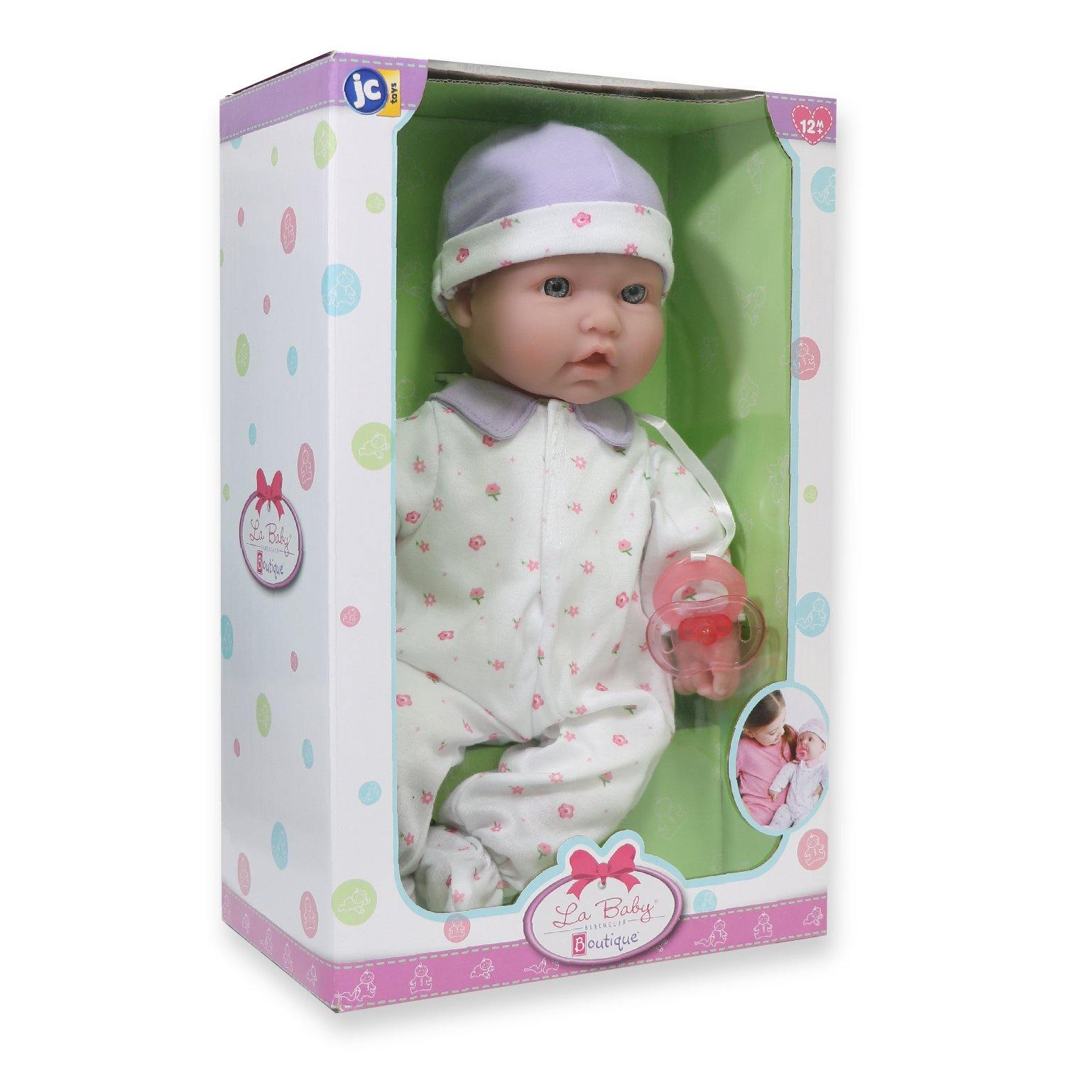 JC Toys, La Baby 16 inches Soft Body Baby Doll in Purple - Realistic Features - JC Toys Group Inc.