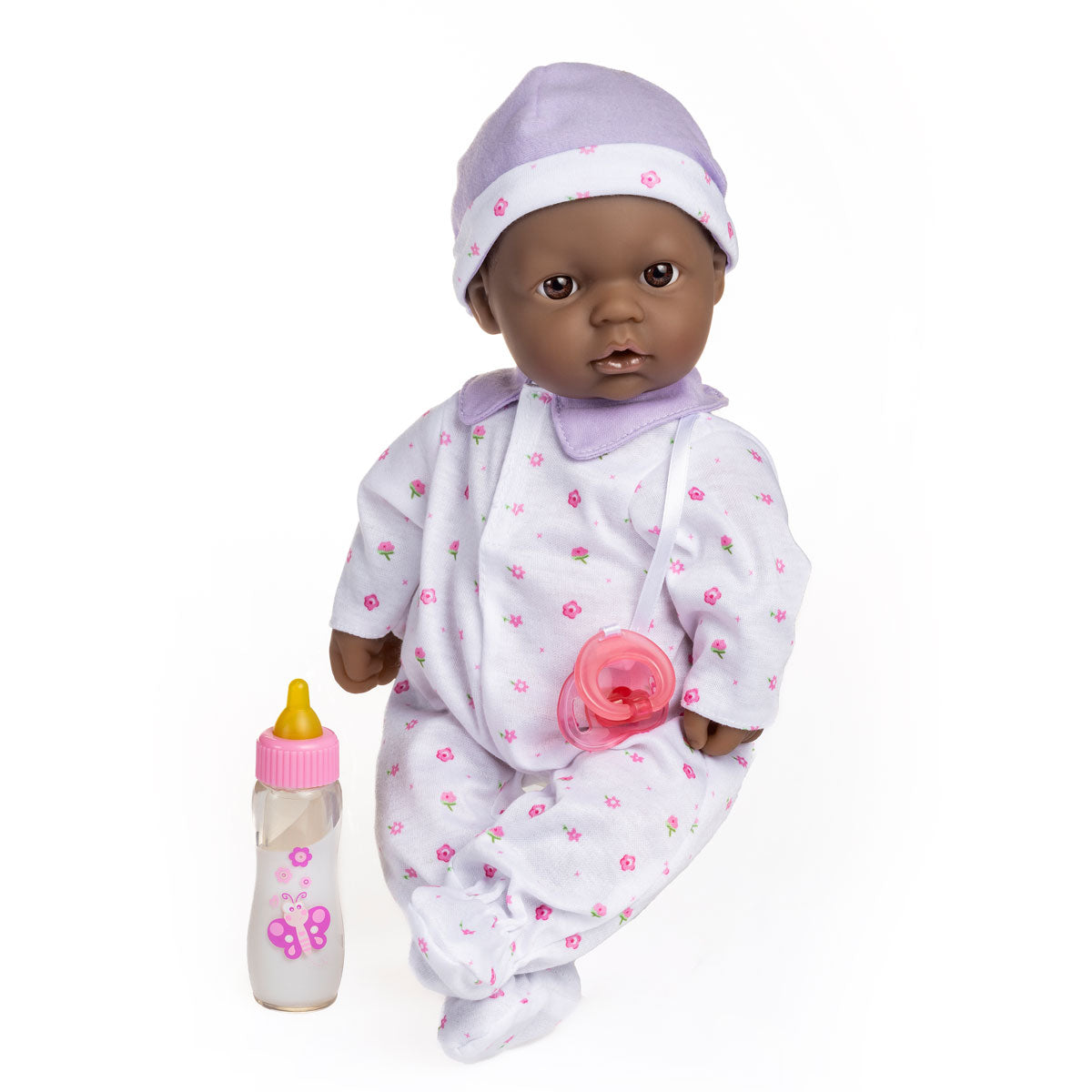 JC Toys, La Baby 16 inches Soft Body African American Baby Doll in Purple Outfit - JC Toys Group Inc.