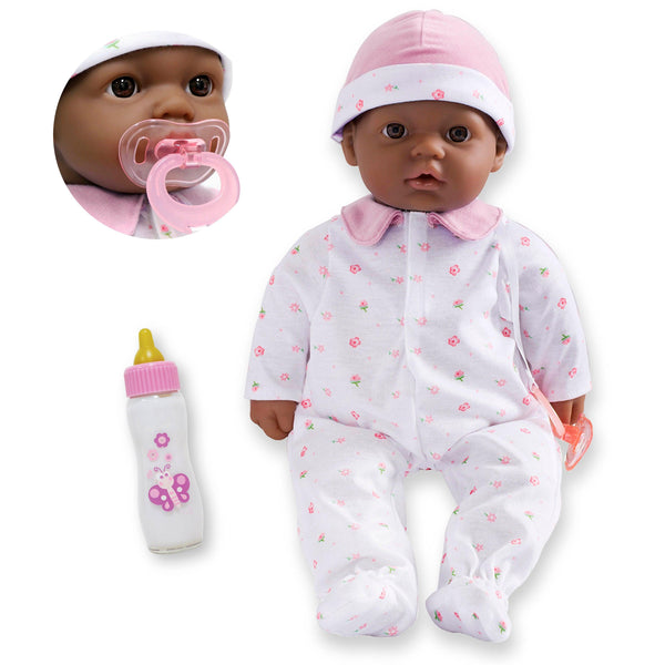 JC Toys, La Baby 16 inches Soft Body African American Baby Doll in Purple Outfit - JC Toys Group Inc.
