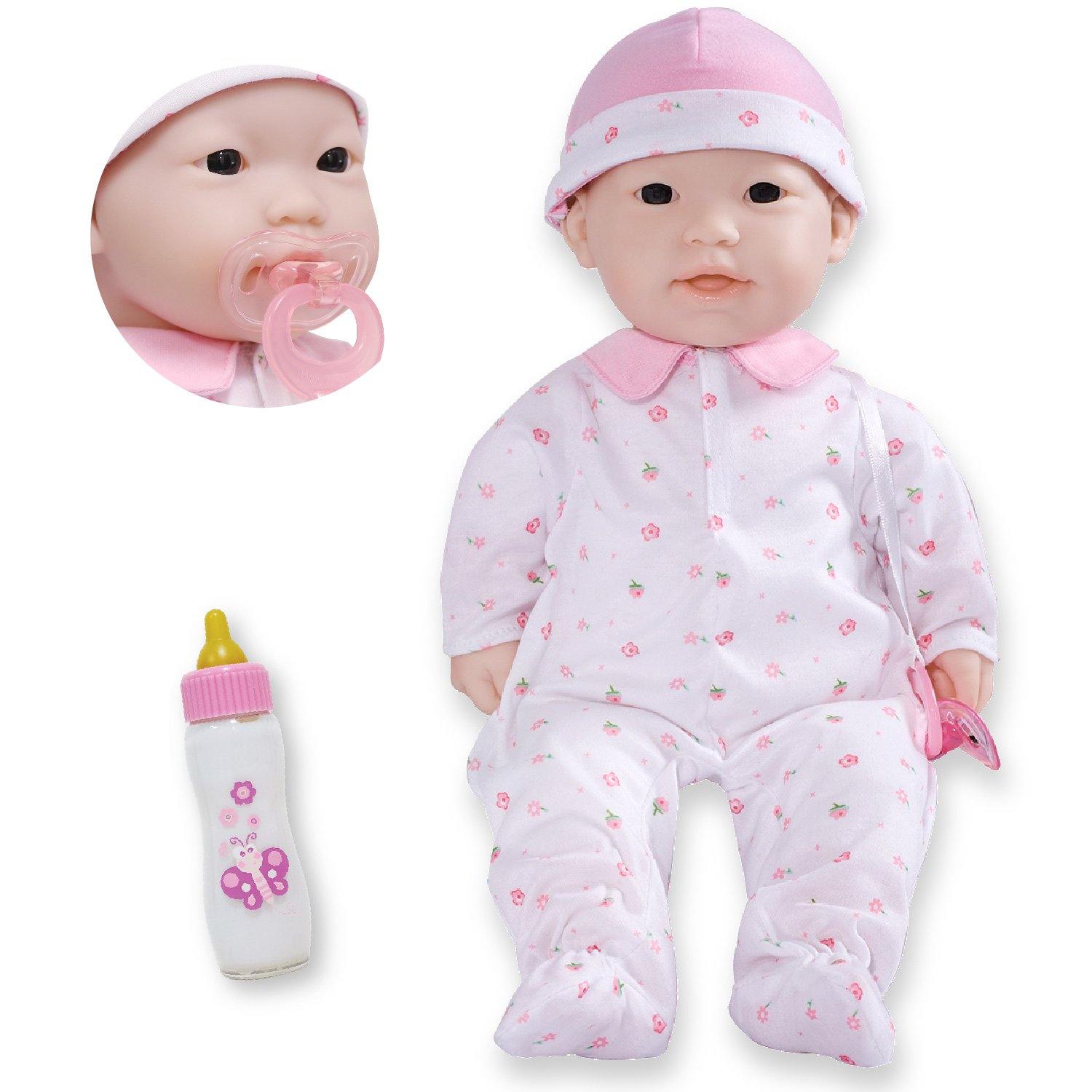 JC Toys, La Baby 16 inches Soft Body Asian Baby Doll in Pink Outfit - JC Toys Group Inc.