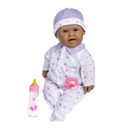 JC Toys, La Baby 16 inches Soft Body Hispanic Baby Doll in Purple Outfit - JC Toys Group Inc.
