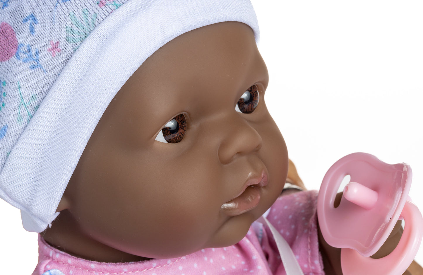 La Baby ® 16" Soft Body Baby Doll Pink/White 3 Piece Outfit w/ Pacifier & Magic Bottle. African American.