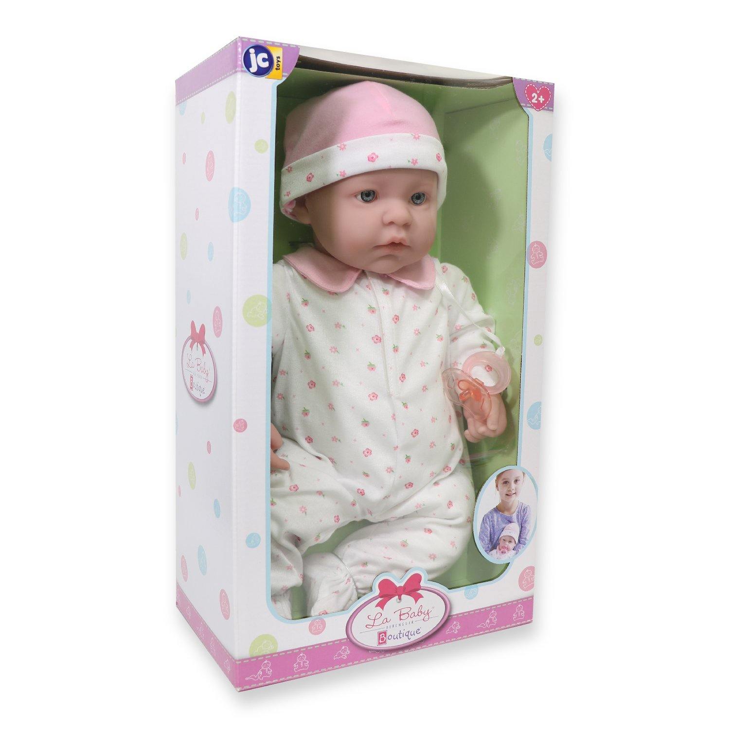 La Baby Play Doll - 20" Soft Body Baby Doll in baby outfit Pink w/ Pacifier - JC Toys Group Inc.