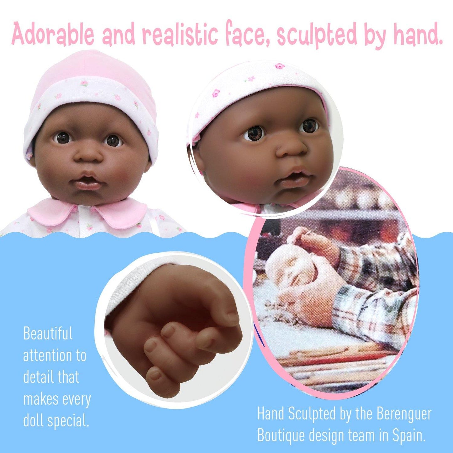 La Baby Play Doll - 20" African American Soft Body Baby Doll in baby outfit Pink w/ Pacifier - JC Toys Group Inc.