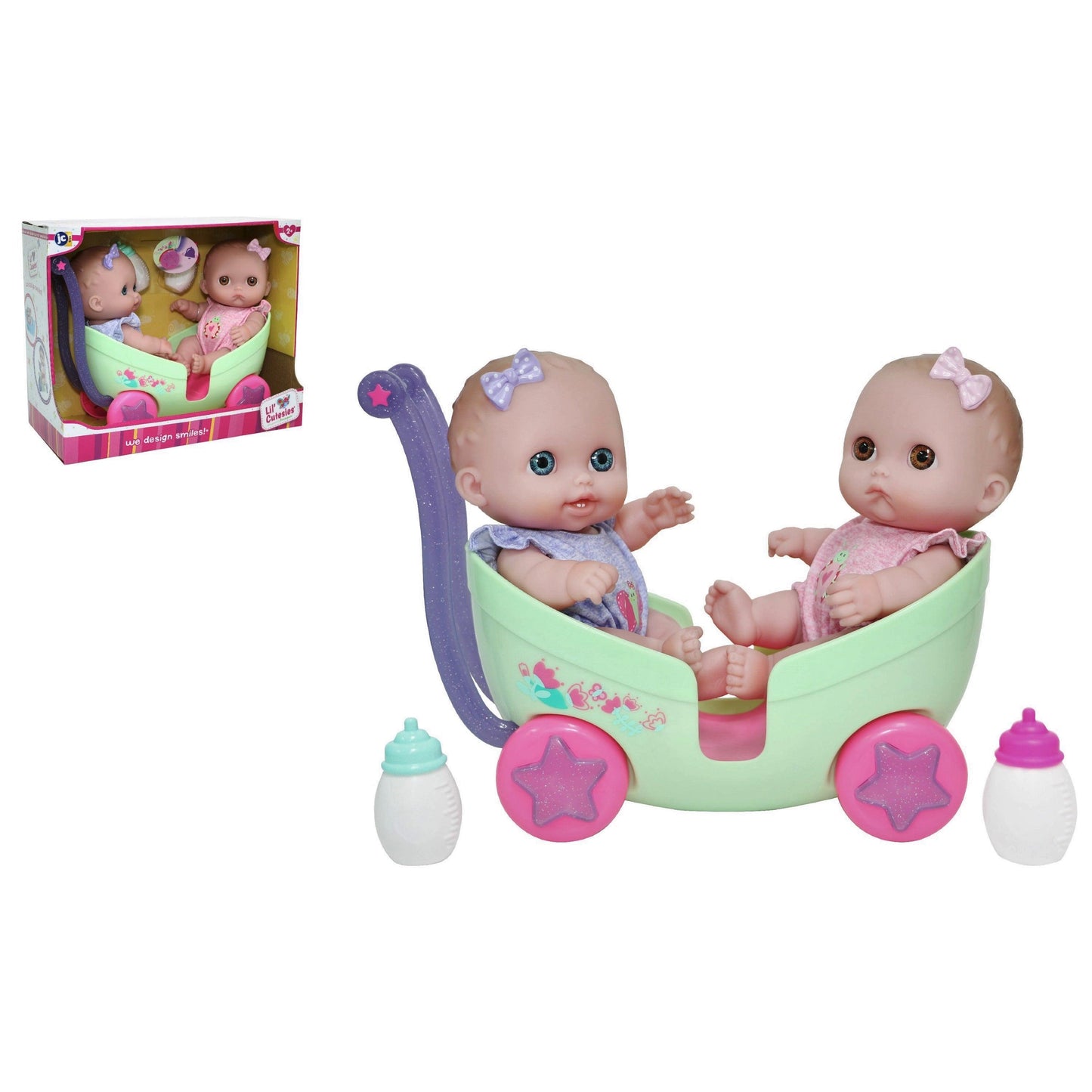 Lil' Cutesies 8.5" Twins Stroller - JC Toys Group Inc.