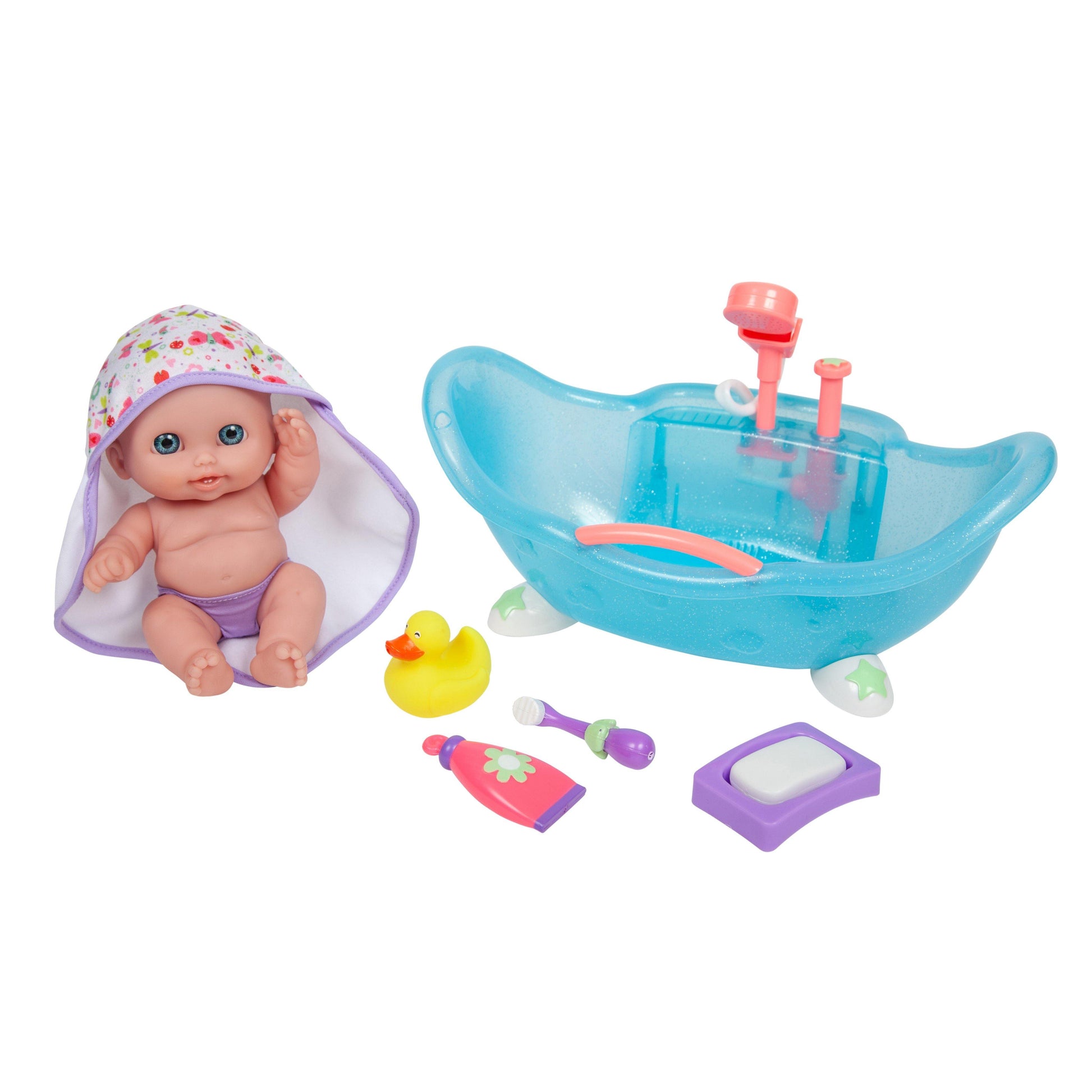 JC Toys Lil' Cutesies 8.5" Baby Doll in Bathtub with Fun Accessories - All-Vinyl - JC Toys Group Inc.