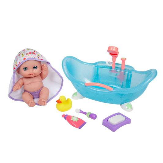 JC Toys Lil' Cutesies 8.5" Baby Doll in Bathtub with Fun Accessories - All-Vinyl - JC Toys Group Inc.