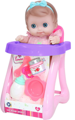 JC Toys, Lil' Cutesies 9.5 inches All Vinyl Washable Doll High Chair Gift Set
