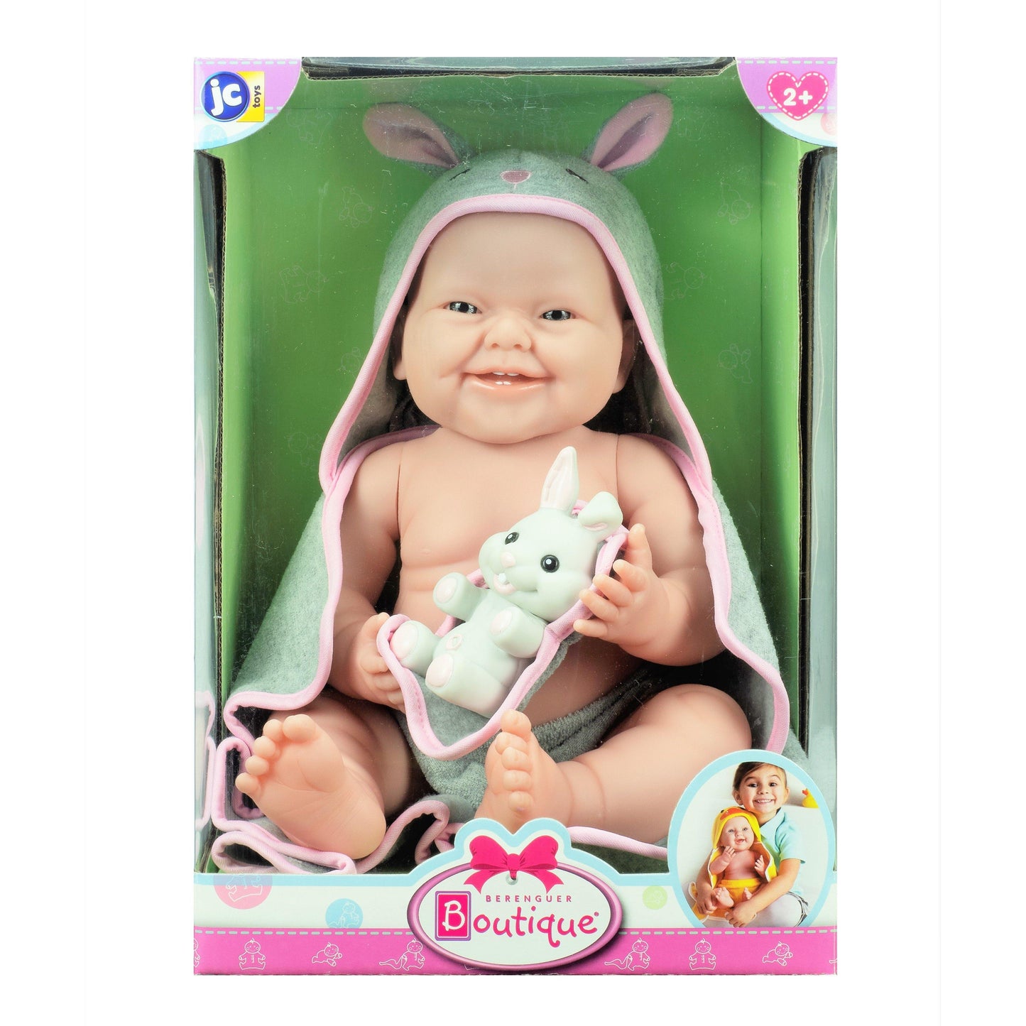 JC Toys, La Newborn Baby Doll, All Vinyl Realistic 17" Anatomically Correct Real Girl, with Hooded Rabbit Towel - JC Toys Group Inc.