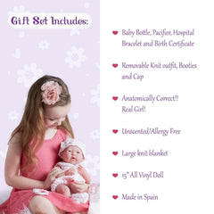 JC Toys, La Newborn 15 inch Anatomically Correct Real Girl Baby Doll Pink Outfit - JC Toys Group Inc.