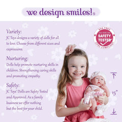 JC Toys, La Newborn 15 inch Anatomically Correct Real Girl Baby Doll Pink Outfit - JC Toys Group Inc.