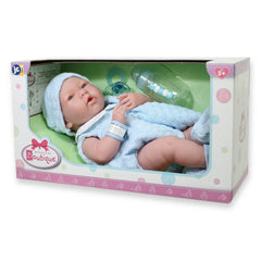 JC Toys, La Newborn All Vinyl Real Boy 15in Baby Doll in Blue Knit Outfit - JC Toys Group Inc.