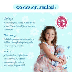 JC Toys, La Newborn All Vinyl Real Boy 15in Baby Doll in Blue Knit Outfit - JC Toys Group Inc.