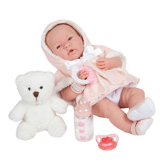JC Toys, La Newborn All-Vinyl Real Girl 15 inches Baby Doll Pink Coat Deluxe Set - JC Toys Group Inc.