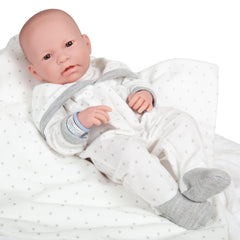 JC Toys, La Newborn All-Vinyl Real Boy 17in Baby Doll-Grey Stars Outfit 9Pcs Set - JC Toys Group Inc.
