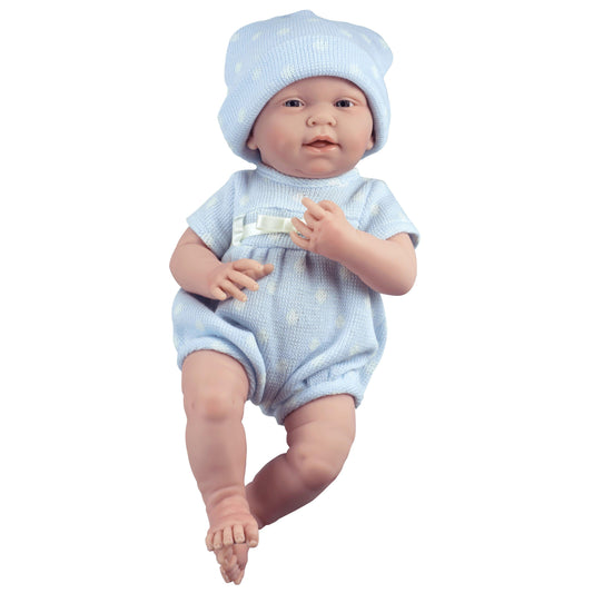 JC Toys, La Newborn All-Vinyl 15 Inch Real Boy Baby Doll - Blue Knit Outfit - JC Toys Group Inc.