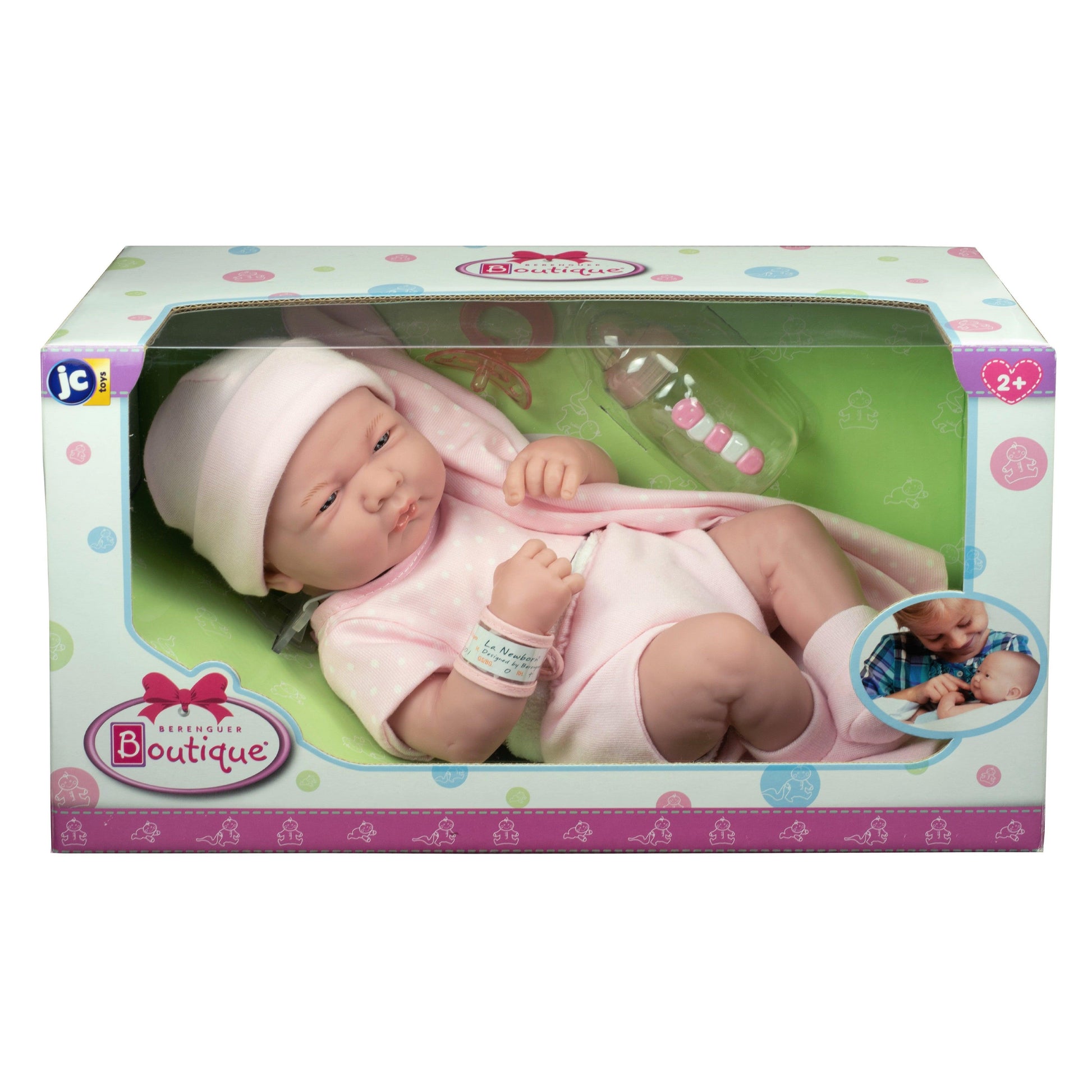 JC Toys, La Newborn Boutique 14 Inch Real Girl Doll-Pink Outfit 9 Pcs Gift Set - JC Toys Group Inc.