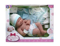JC Toys, La Newborn Nursery 8 Pc Blue Layette Baby Doll Gift Set, 14 inch Life-Like Smiling Doll - JC Toys Group Inc.