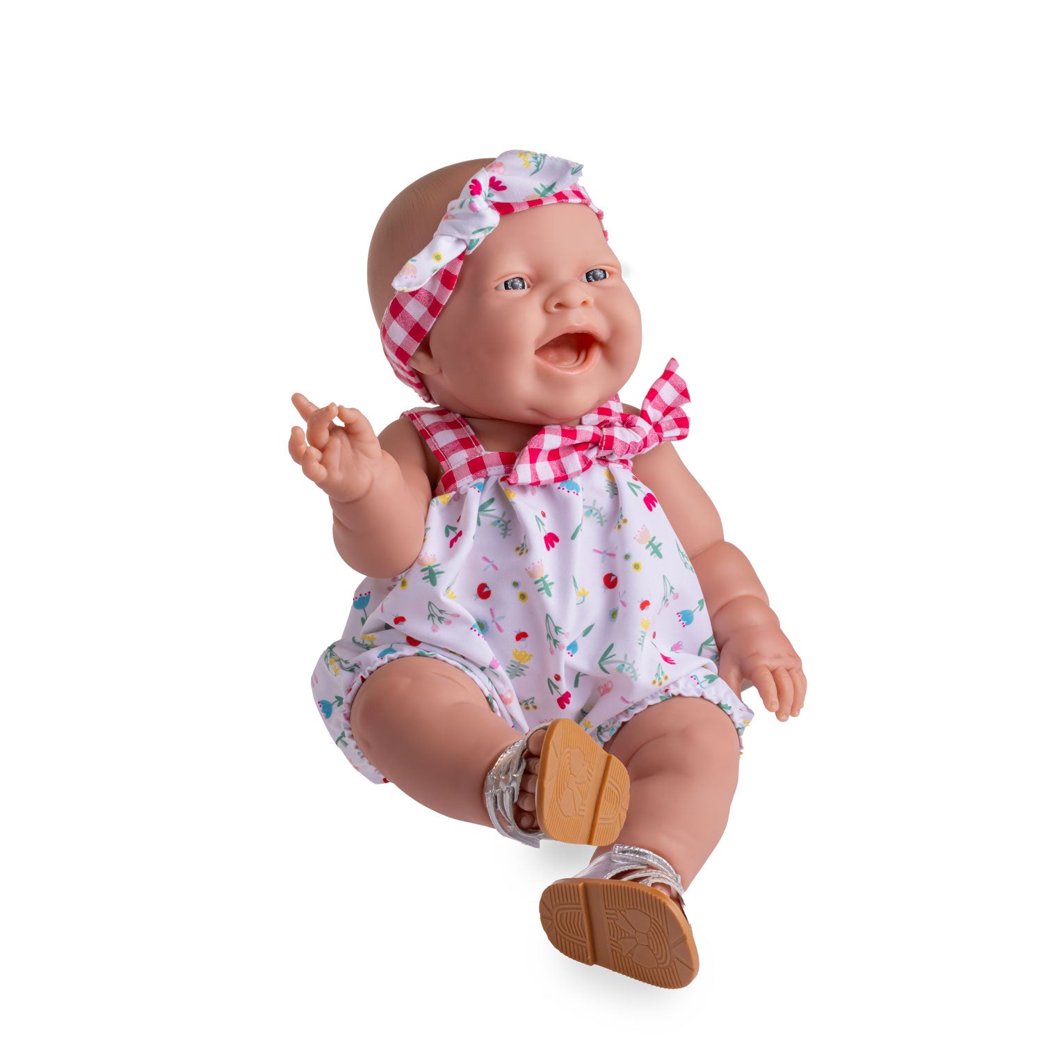 Lola Spring Picnic 14” Realistic All Vinyl Posable Play Doll – Happy Face- Dressed in 2 Piece Fun Collection Outfit with Shoes -By Berenguer Boutique