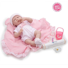 JC Toys, La Newborn Soft Body Baby Doll 15.5in Deluxe Pink Layette Gift Set - JC Toys Group Inc.