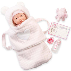 JC Toys, Soft Body La Newborn 15.5 inches baby doll in Pink Soft Basket Gift Set - JC Toys Group Inc.