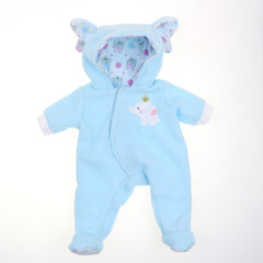 JC Toys Berenguer Boutique Baby Doll Outfit Blue Elephant Themed Hooded Onesie Fits dolls 14