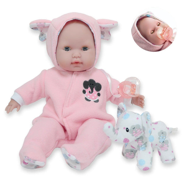 Berenguer Boutique Pink Soft Body 15" Baby Doll Open/Close Eyes w/Play Elephant For Children 2+ - JC Toys Group Inc.