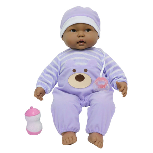 JC Toys, Lots to Cuddle Babies Hispanic Soft Body Baby Doll 20 in -Purple outfit - JC Toys Group Inc.