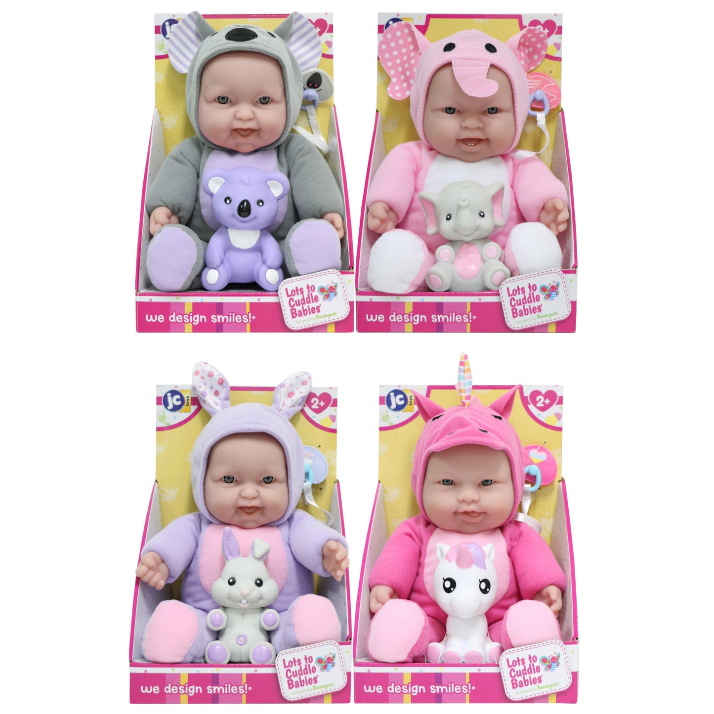 JC Toys, Lots to Cuddle Babies 12" Soft Body Baby Doll in Assorted Animal Outfits with Accessories and Pacifier. - JC Toys Group Inc.