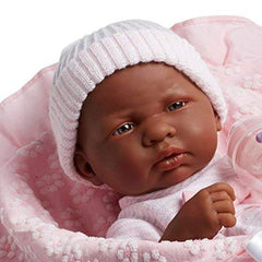 JC Toys, Soft Body La Newborn African American Baby Doll 15.5in-Pink Layette Set - JC Toys Group Inc.
