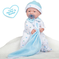 JC Toys, La Baby 11 inch Soft Body Baby Doll in Blue With Realistic Features - JC Toys Group Inc.
