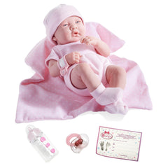 JC Toys, La Newborn Boutique 14 Inch Real Girl Doll-Pink Outfit 9 Pcs Gift Set - JC Toys Group Inc.