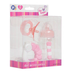 For Keeps! PINK Bottle Rattle and Pacifier Accessory Gift Set 3-Pieces. Fits Most Dolls - Ages 2+ - JC Toys Group Inc.