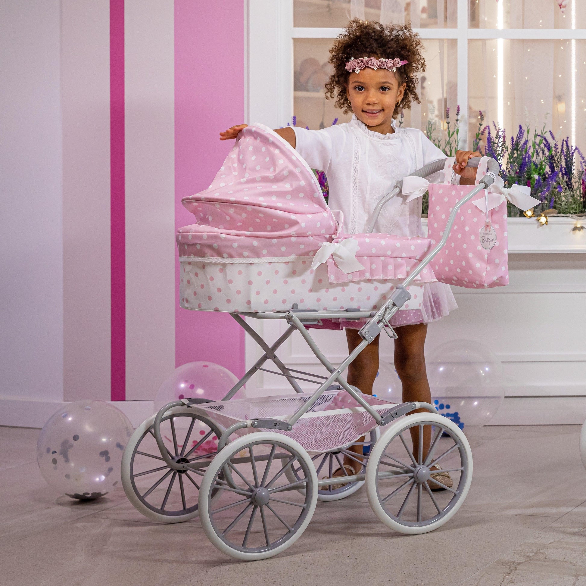 JC Toys Berenguer Boutique Royal Baby Doll Pram in Pink for Ages 3+ - JC Toys Group Inc.