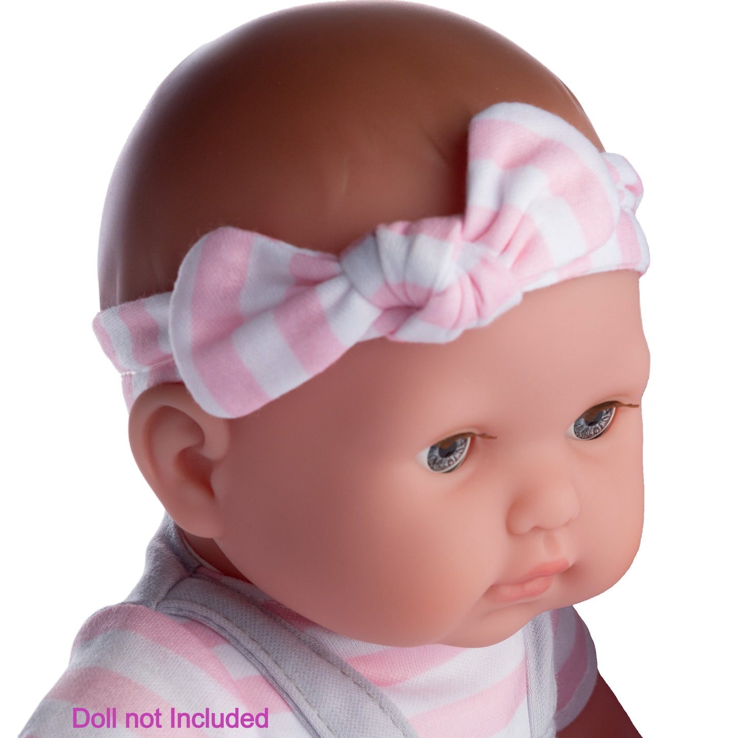 JC Toys Berenguer Boutique Baby Doll Outfit Gray Overall Shorts with Pink Stripes Includes Headband and Booties