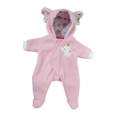 JC Toys Berenguer Boutique Baby Doll Outfit Pink Elephant Themed Hooded Onesie Fits dolls 14